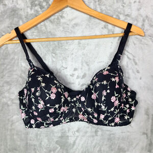 Adored by Adore Me Pink Floral Embroidered Lace Bra Coquette Cottage Size 38C